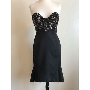 Temperley London Black Lace Bustier Cocktail Dress